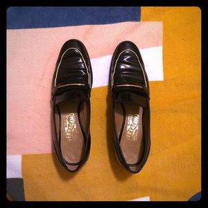 Salvatore Ferragamo Leather Loafers w/Gold Accent